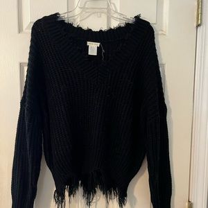 Black distressed sweater